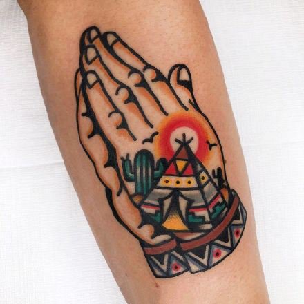 一组色彩鲜明的oldschool纹身