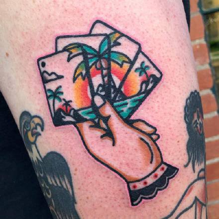 一组色彩鲜明的oldschool纹身