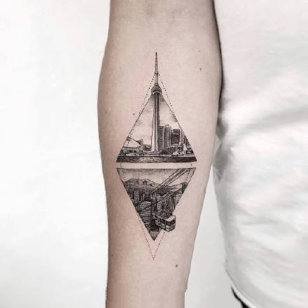 一组小清新黑灰纹身图案