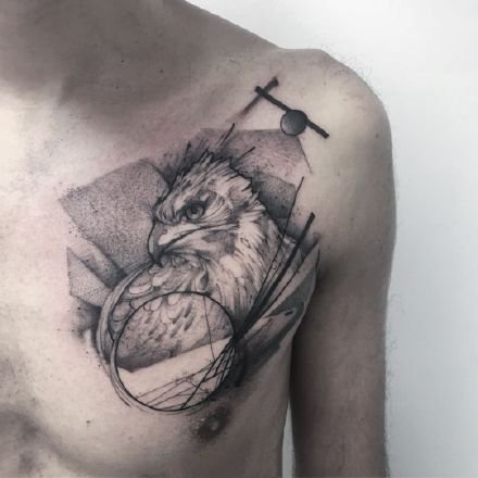 一组黑灰霸气的男士纹身图案