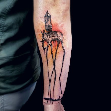 一组可爱五颜六色的纹身图案