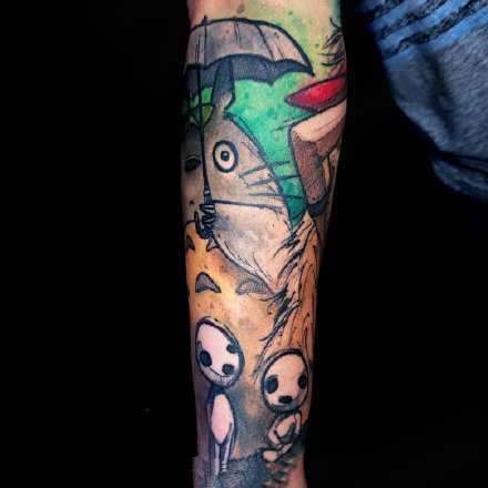 一组可爱五颜六色的纹身图案