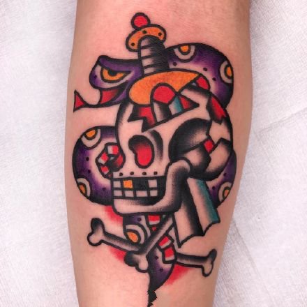 一组写实oldschool彩色纹身图案