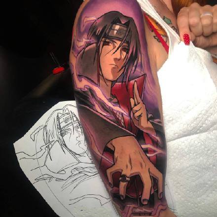 一组火影忍者卡通炫彩纹身图案