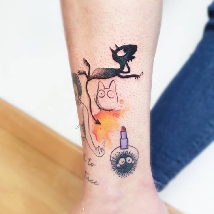 一组彩色可爱唯美的纹身图案