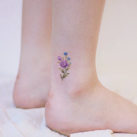 一组脚踝超美的小清新纹身
