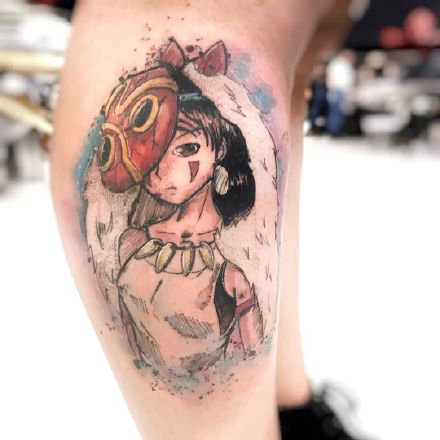 一组彩绘可爱的卡通纹身图案