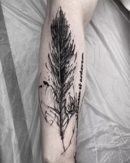 一组泼墨欧美抽象纹身图案