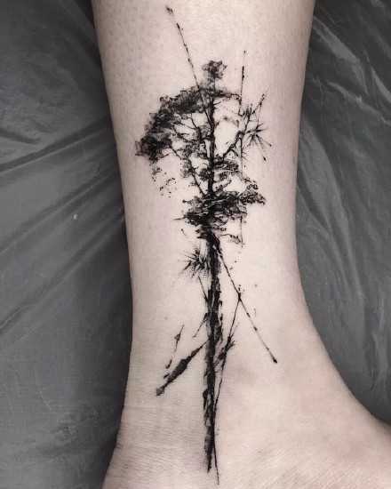 一组泼墨欧美抽象纹身图案