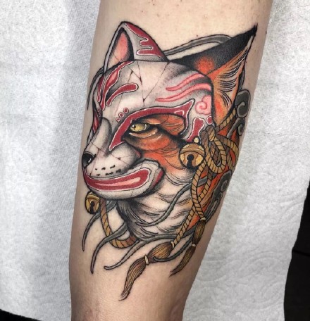 一组日式彩色动物纹身图案