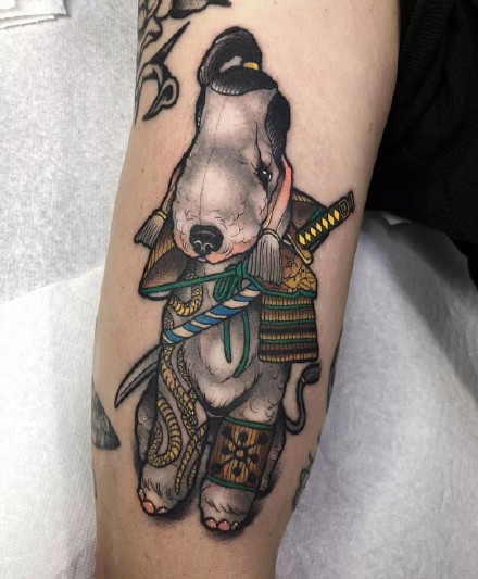 一组日式彩色动物纹身图案