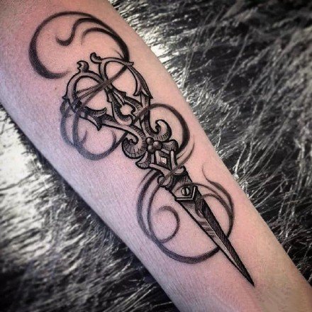 一组高质量的剪刀纹身图案