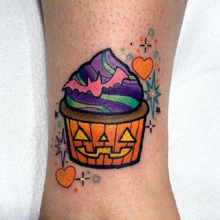 一组充满童真的彩色school纹身