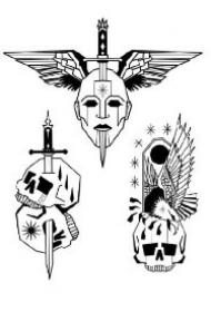 36组school的黑灰纹身手稿线图参考