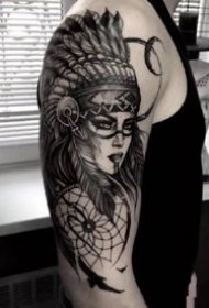 印第安美女的几款写实纹身作品图片