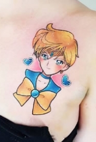 一组超可爱的卡通人物水彩纹身