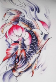35款鲤鱼主题的纹身手稿图片素材赏析
