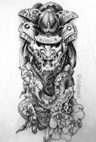 包臂包腿的9款鬼武士纹身作品和手稿