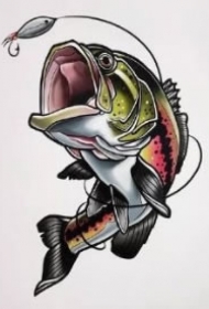 一组各种鱼的纹身素材手稿图片