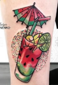 夏日柠檬西瓜等水果纹身图片