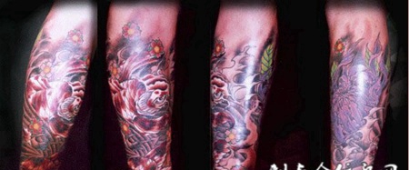 包小腿鲤鱼浪花纹身图案