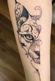 半脸风格的9款几何半脸猫科纹身图案