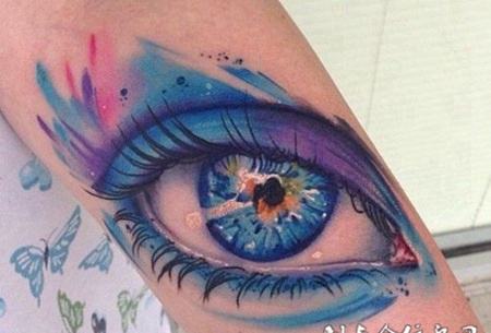 胳膊纹身眼球彩绘艺术图案欣赏