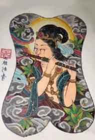 传统的9款满背纹身手稿图片作品