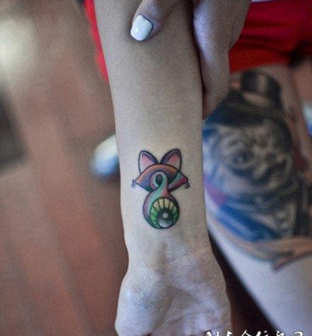 手腕处潮流眼球个性纹身图案