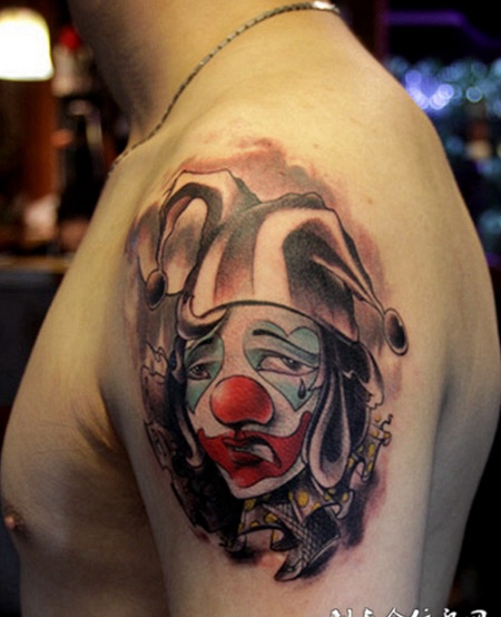 男士手臂小丑刺青纹身图案