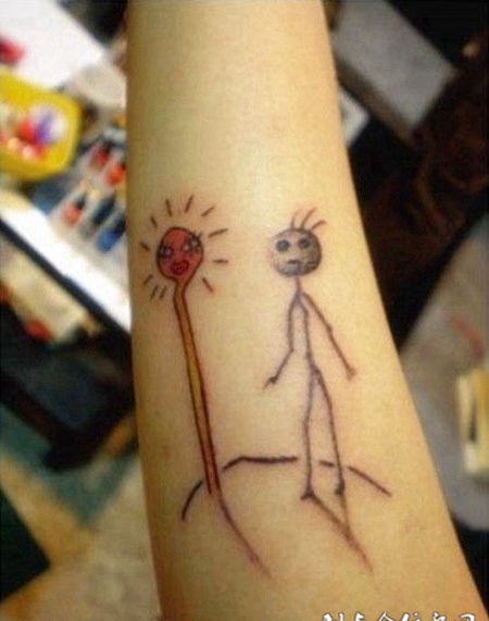 手腕另类卡通人物简约纹身图案