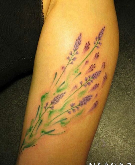 手臂艺术薰衣草纹身彩绘图案