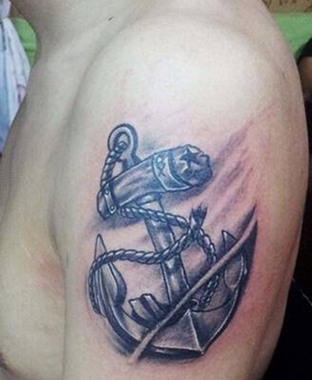 船锚图腾手臂纹身 男生手臂纹身精选