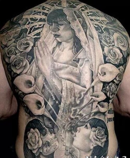 欧美满背纹身图案