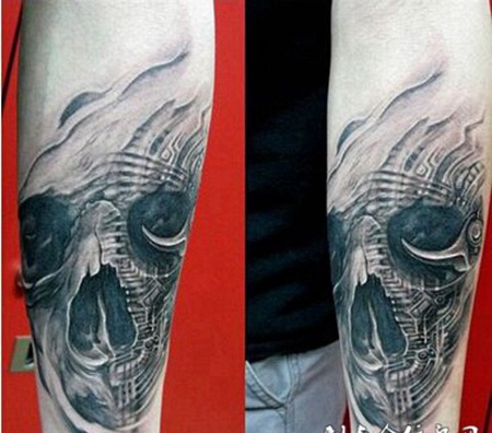 骷髅头手臂纹身图案大全