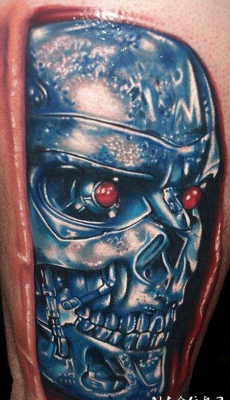 逼真3d视觉骷髅纹身