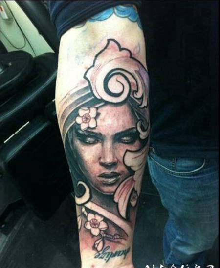 欧美纹身师肖像纹身作品