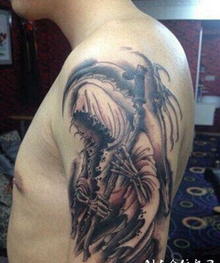 手臂个性刺青图案之死神