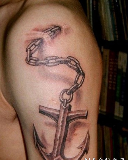 金属风暴来袭 船锚手臂纹身