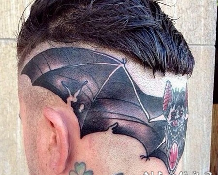 潮流男生个性头部无发区纹身图案欣赏