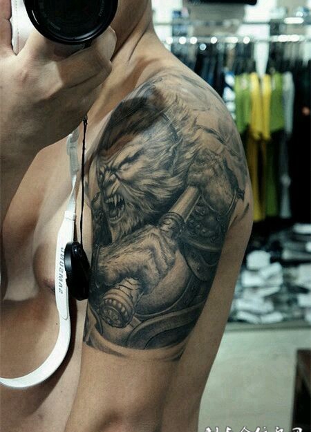 魔化孙悟空肩部霸气纹身