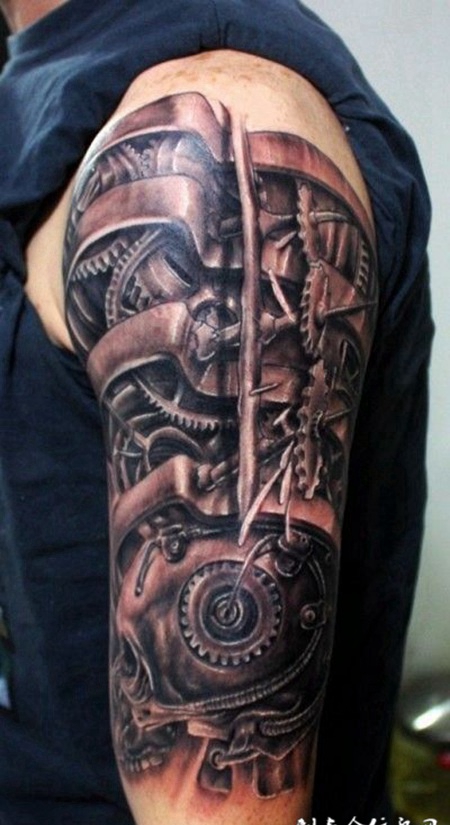 狂野逆战肩部机械纹身图案
