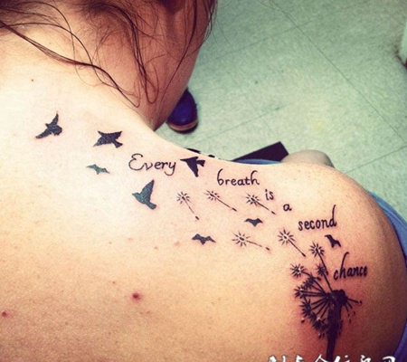 清新蒲公英物语肩部纹身