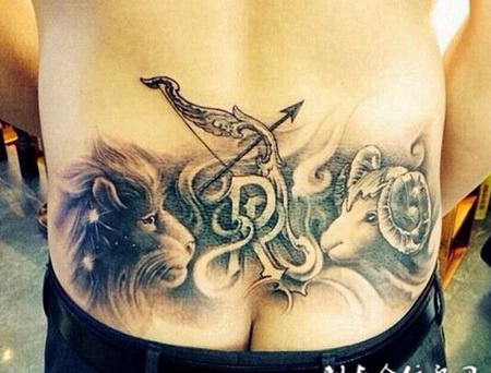 腰部唯美艺术白羊座纹身图案