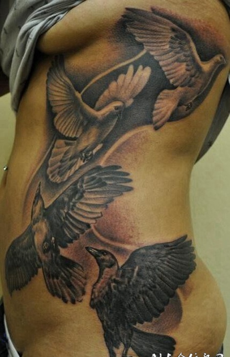 侧腰个性唯美纹身图案