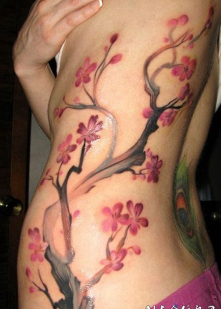 梅开二度腰部精美纹身