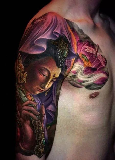 普贤菩萨属龙属蛇本命佛纹身图片