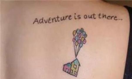 肩部飞屋环游记纹身图案