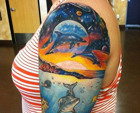 大臂海洋纹身图片