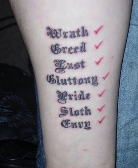 小臂七宗罪纹身图片